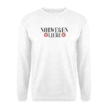 Norwegen Liebe Herzlogo - Unisex Pullover - Weiß - Vorne - Alina (178cm) & Michal (187cm)