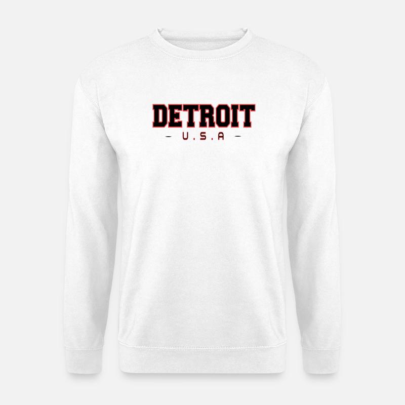 Detroit USA Kontur-Design - Unisex Pullover - Weiß