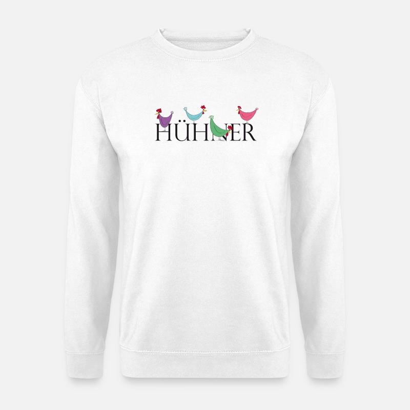 Humorvolle Hühner mit Wortspiel - Unisex Pullover - Weiß