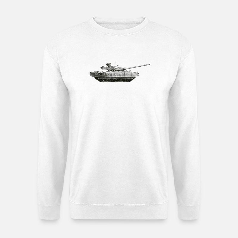 Monochrome Panzer Silhouette - Unisex Pullover - Weiß