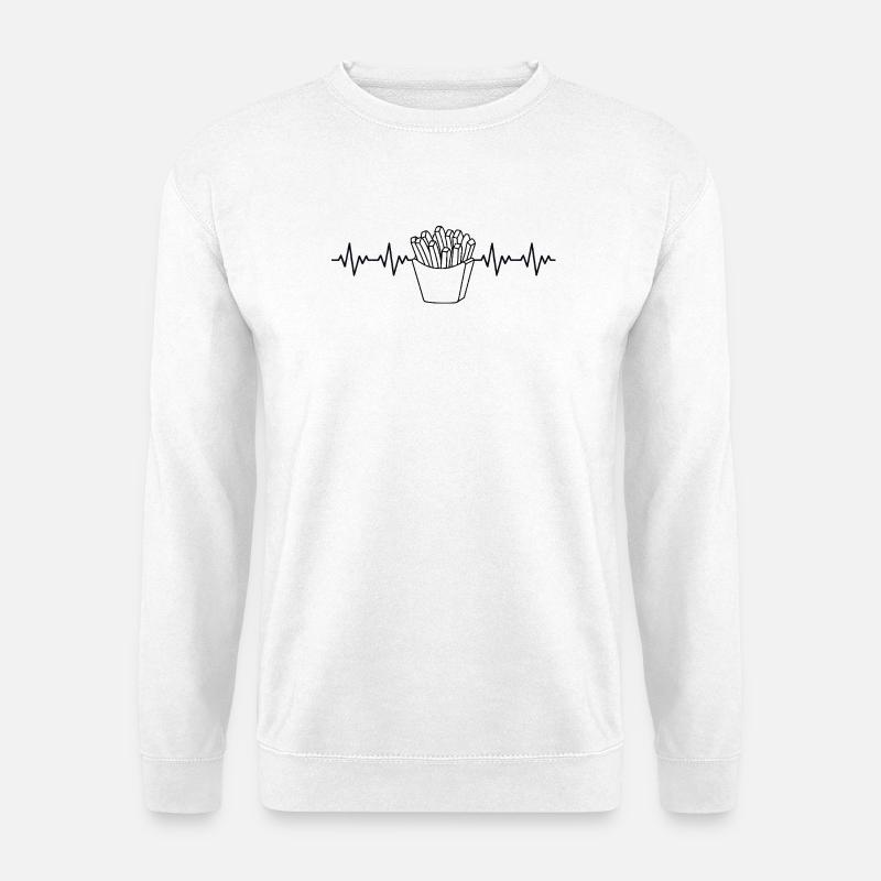 Pommes Frites Fries Fritten EKG Herzschlag - Unisex Pullover - Weiß