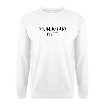 social battery 1% – Funny Introvert Humor - Unisex Pullover - Weiß - Vorne