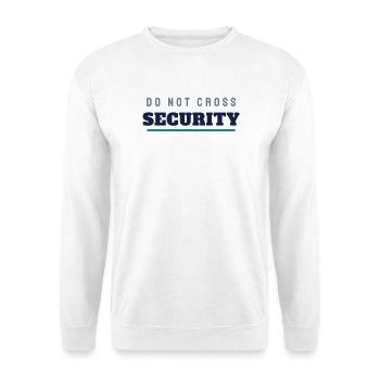 Security College Schriftzug - Türsteher Ordner - Unisex Pullover - Weiß - Vorne - Alina (178cm) & Michal (187cm)