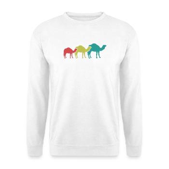 Kamel Trio Retro-Look - Unisex Pullover - Weiß - Vorne - Alina (178cm) & Michal (187cm)