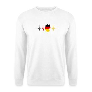 Deutschland Herzschlag Karte Flagge - Unisex Pullover - Weiß - Vorne - Alina (178cm) & Michal (187cm)