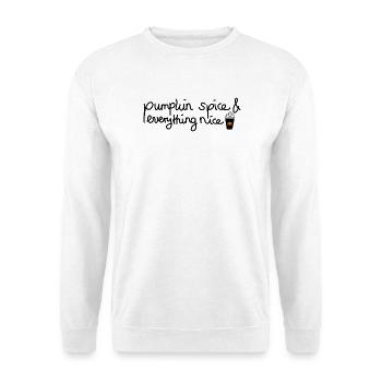 Pumpkin Spice & Everything nice - Herbstdesign - Unisex Pullover - Weiß - Vorne - Alina (178cm) & Michal (187cm)