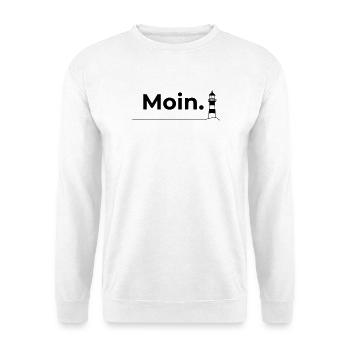 Moin Leuchtturm – Minimalistisches Nordsee Design - Unisex Pullover - Weiß - Vorne - Alina (178cm) & Michal (187cm)