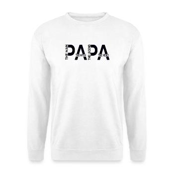 Dad – The Man, The Myth, The Legend, The Hero - Unisex Pullover - Weiß - Vorne - Alina (178cm) & Michal (187cm)