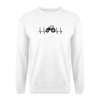 ECG, tracteur, agriculteur, conduite de tracteur, battement de coeur - Sweat-shirt Unisexe - blanc - Devant
