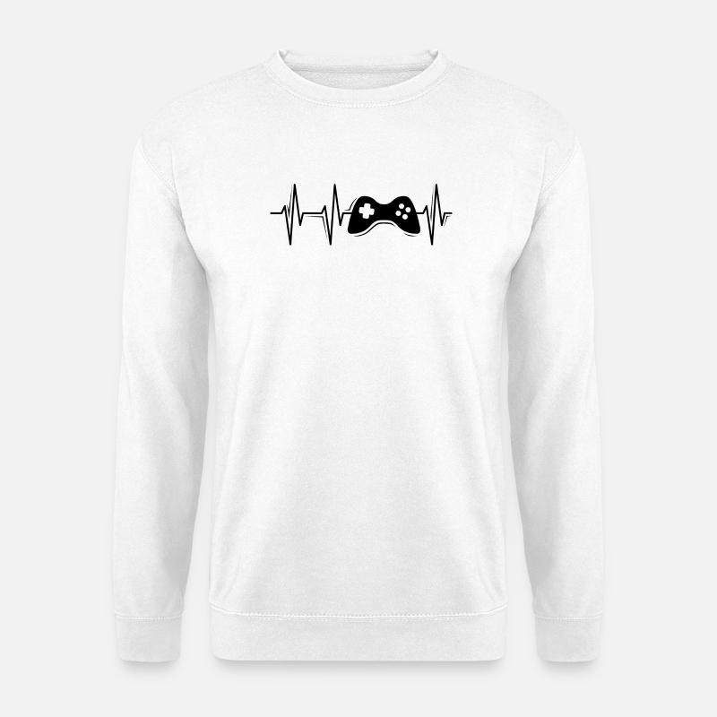 Herzschlag Puls Controller Symbol gaming gamer - Unisex Pullover - Weiß