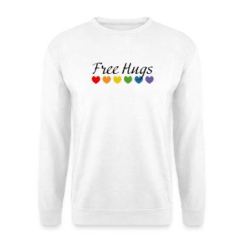 Rainbow Hearts Free Hugs black - Unisex Sweatshirt - white - Front