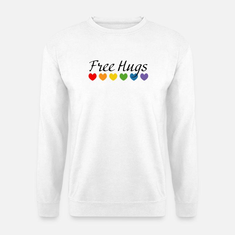 Regenbogenherzchen LGBT tshirt queer Free Hugs - Unisex Pullover - Weiß
