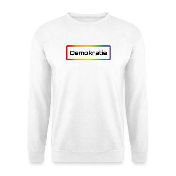 Regenbogen T-Shirt mit Schriftzug Demokratie - Unisex Pullover - Weiß - Vorne