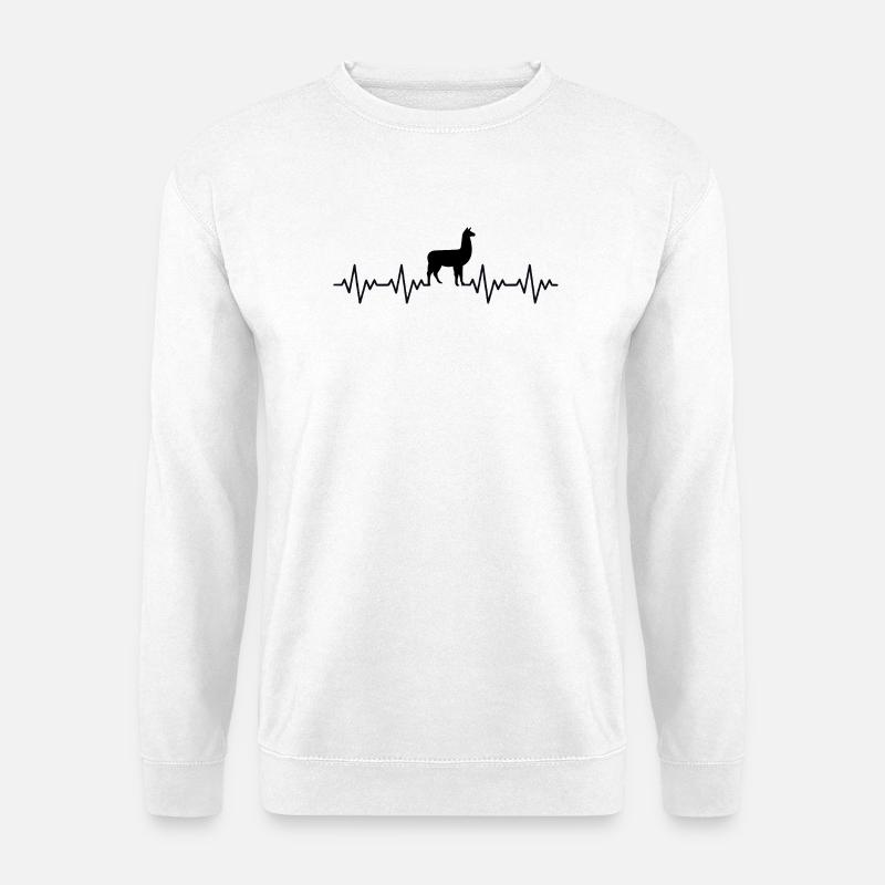 Lama EKG Herzschlag  - Unisex Pullover - Weiß