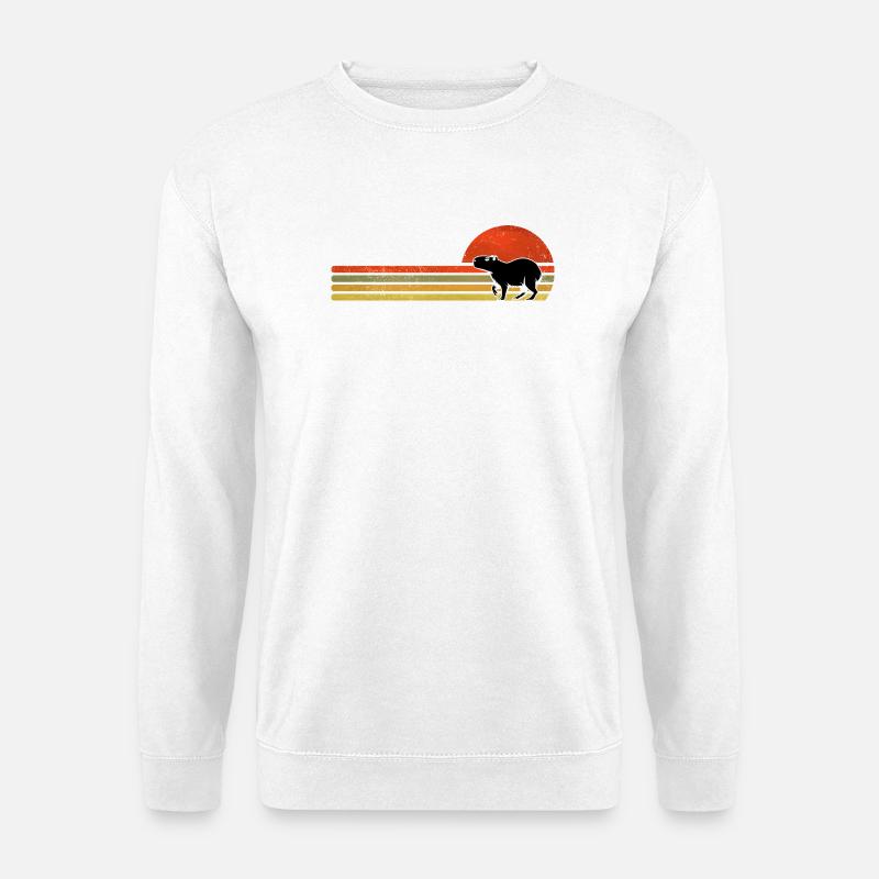 Retro capybara Sonnenuntergang Silhouette - Unisex Pullover - Weiß