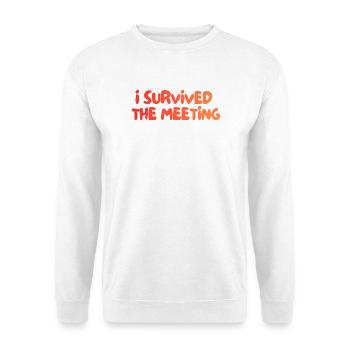 Ich habe das Treffen überlebt - Unisex Pullover - Weiß - Vorne - Alina (178cm) & Michal (187cm)