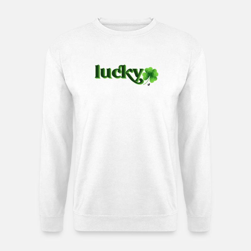 Four-leaf clover illustration with inscription - Unisex Sweatshirt - white