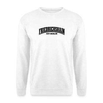 Friedrichshain - Ost-Berlin - Bezirk - Deutschland - Unisex Pullover - Weiß - Vorne - Alina (178cm) & Michal (187cm)