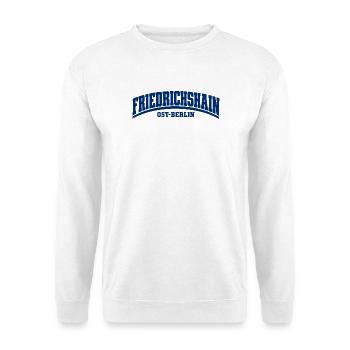 Friedrichshain - Ost-Berlin - Bezirk - Deutschland - Unisex Pullover - Weiß - Vorne - Alina (178cm) & Michal (187cm)