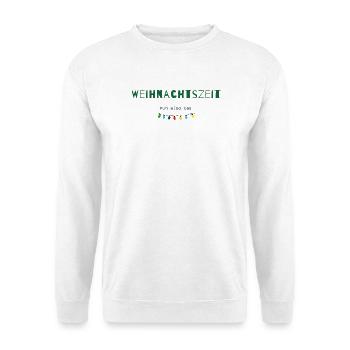 Weihnachtszeit – Nun also das | Humor Statement - Unisex Pullover - Weiß - Vorne - Alina (178cm) & Michal (187cm)