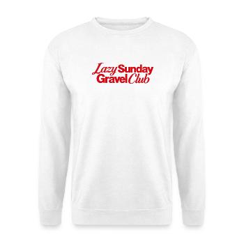 Lazy Sunday Gravel Club Logo - Unisex Pullover - Weiß - Vorne - Alina (178cm) & Michal (187cm)