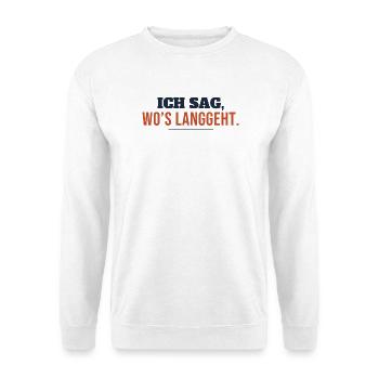 Ich sag, wo's langgeht | Beifahrerin Camping - Unisex Pullover - Weiß - Vorne - Alina (178cm) & Michal (187cm)