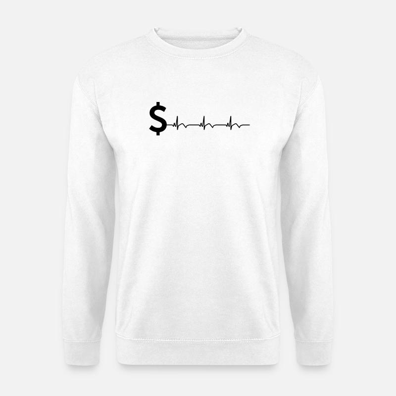 Dollar Zeichen $ EKG Herzschlag - Unisex Pullover - Weiß
