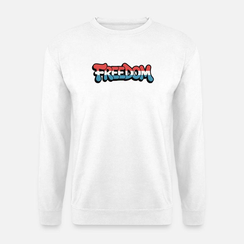 Freedom Typografie Statement Design - Unisex Pullover - Weiß