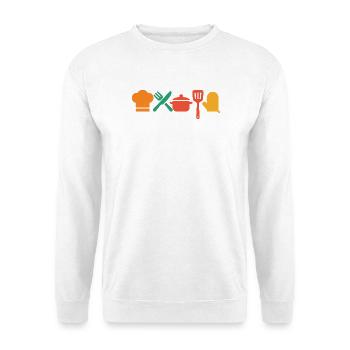 Küchenzauber – Kochen & Genießen mit Stil - Unisex Pullover - Weiß - Vorne - Alina (178cm) & Michal (187cm)
