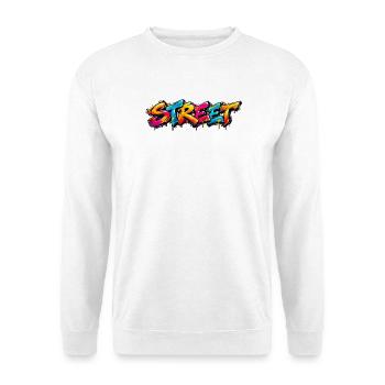 STREET – Graffiti Urban Art - Unisex Pullover - Weiß - Vorne - Alina (178cm) & Michal (187cm)