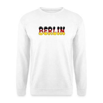 Berliner Trikolore Deutsche Flagge in Drops - Unisex Pullover - Weiß - Vorne - Alina (178cm) & Michal (187cm)