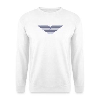 Blaues Strahlen-V Design - Unisex Pullover - Weiß - Vorne - Alina (178cm) & Michal (187cm)