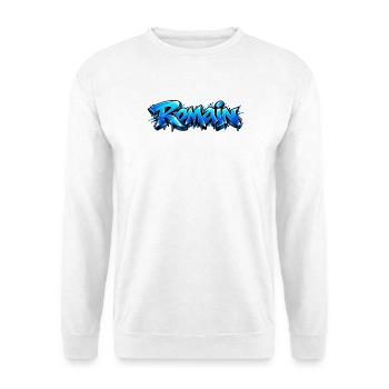 Romain Graffiti Name: Der König der Straße! - Unisex Pullover - Weiß - Vorne - Alina (178cm) & Michal (187cm)