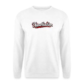 Unaufhaltsam Kraftschrift - Unisex Pullover - Weiß - Vorne - Alina (178cm) & Michal (187cm)