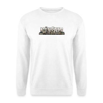 Minster Stadtsilhouette - Unisex Pullover - Weiß - Vorne - Alina (178cm) & Michal (187cm)