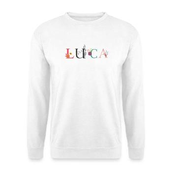Art du nom LUCA avec des fleurs brodées - Sweat-shirt Unisexe - blanc - Devant