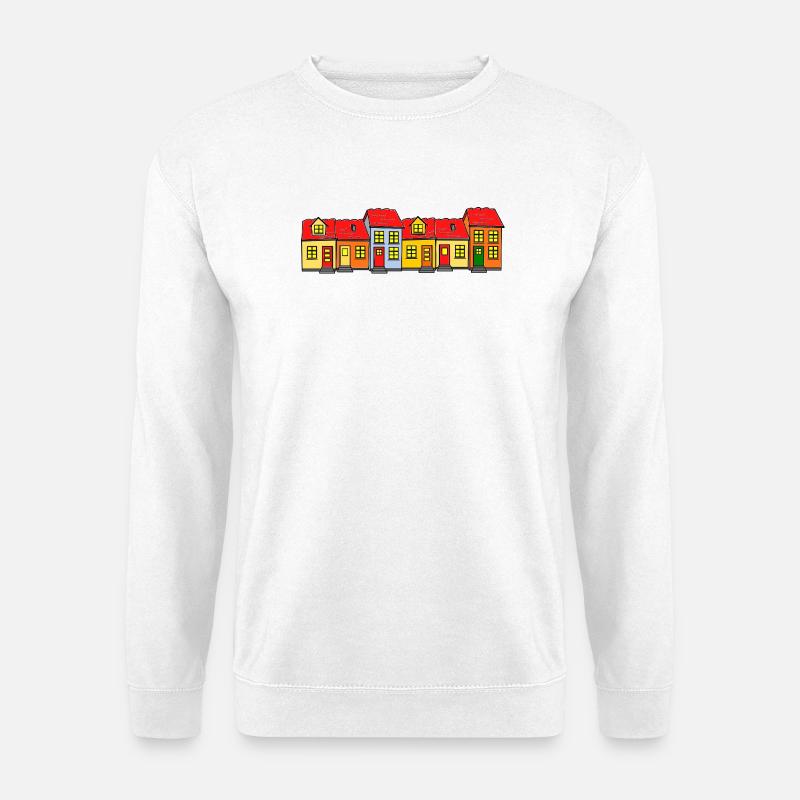 Hyggelige Häuser / Hygge-Straße - Unisex Pullover - Weiß