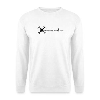 Drohne Drohnenpilot EKG Herzschlag - Unisex Pullover - Weiß - Vorne