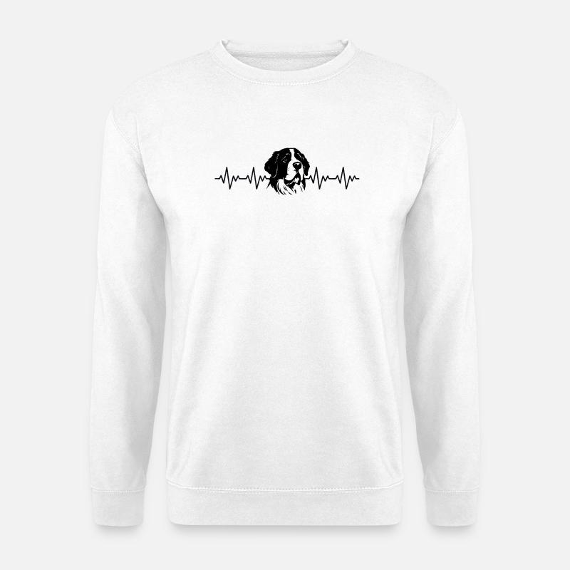 Bernhardiner EKG Herzschlag - Unisex Pullover - Weiß