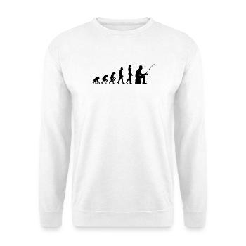 EVOLUTION ZUM ANGLER, PERFEKTER TAG UND FANG! - Unisex Pullover - Weiß - Vorne