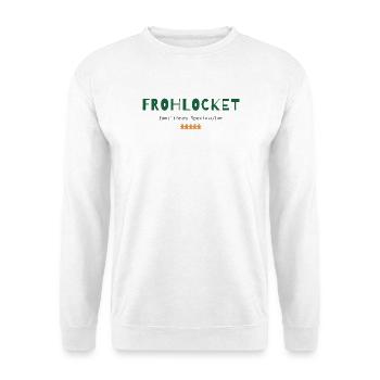 Frohlocket – Familiäres Spektakulum | Weihnachten - Unisex Pullover - Weiß - Vorne - Alina (178cm) & Michal (187cm)