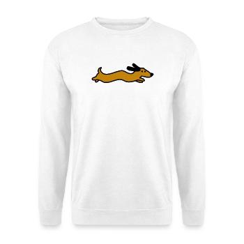 Lustiger Dackel Hundesport - Unisex Pullover - Weiß - Vorne - Alina (178cm) & Michal (187cm)