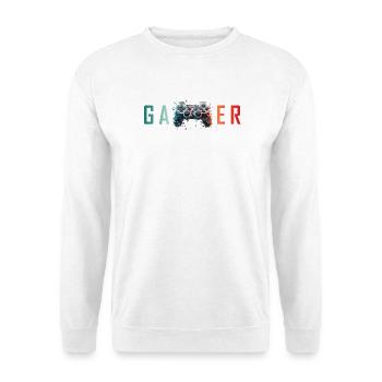 Gamer Schriftzug bunt Controller Splatter - Unisex Pullover - Weiß - Vorne