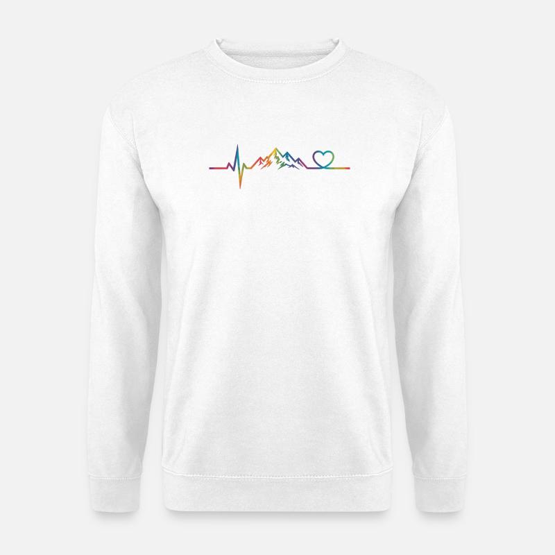 Bunte Berglandschaft mit Herzmotiv - Unisex Pullover - Weiß