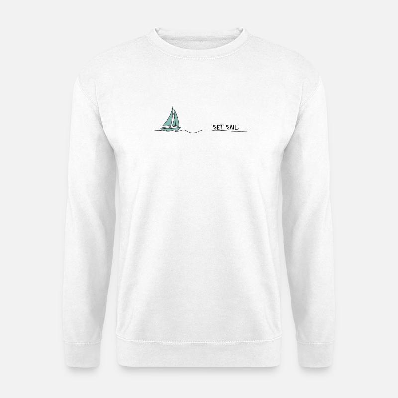 Segelboot Silhouette im Nautik-Look - Unisex Pullover - Weiß