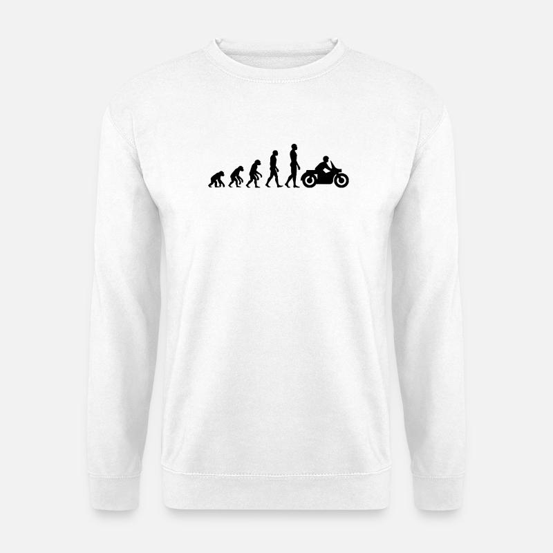 ÉVOLUTION : DE SINGE À MOTARD ! - Sweat-shirt Unisexe - blanc