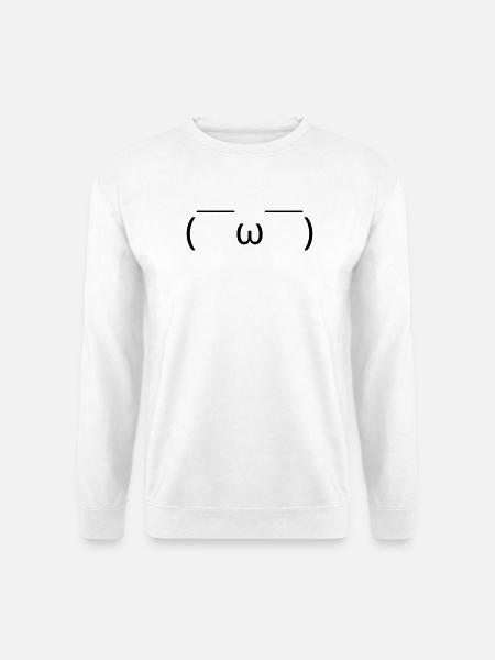 Satisfied emote ( ̄ω ̄) relaxed grin - Unisex Sweatshirt - white