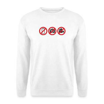 Kein Handy, keine Kamera, kein Videoaufkleber, Aufkleber - Unisex Pullover - Weiß - Vorne