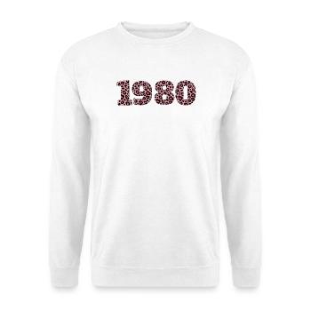 Rosa Leopardenmuster auf schwarzem Hintergrund - 1980 - Unisex Pullover - Weiß - Vorne - Alina (178cm) & Michal (187cm)