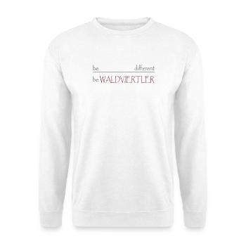 Be different - be WALDVIERTLER - Unisex Pullover - Weiß - Vorne - Alina (178cm) & Michal (187cm)